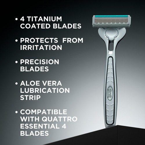 Wilkinson Sword Quattro Titanium Sensitive Men's Razor with 9 Blades thumbnail 6