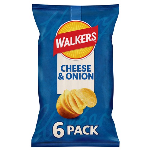 Walkers Cheese & Onion Multipack Crisps 6 Pack x 25g thumbnail 2