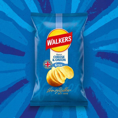 Walkers Cheese & Onion Multipack Crisps 6 Pack x 25g thumbnail 3