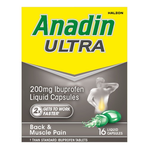 Anadin Ultra Ibuprofen Pain Relief Liquid Capsules 16s thumbnail 2