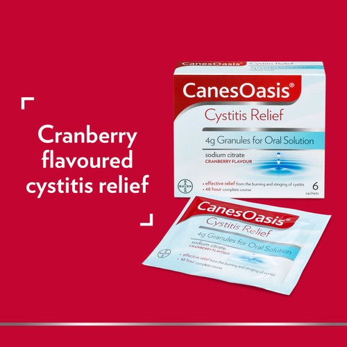 CanesOasis Cystitis Relief 4g Granules for Oral Solution Cranberry Flavour thumbnail 2