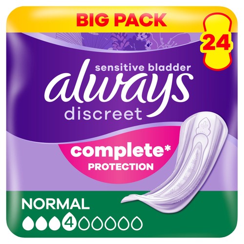 Always Discreet Incontinence Pads Normal For Sensitive Bladder 24 pack
