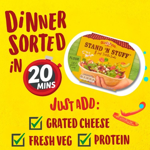 Old El Paso Stand 'N' Stuff 8 Soft Tortilla Boats 198g thumbnail 3