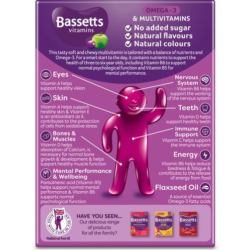Bassetts 3-6 Multi Vitamins & Omega 3 Blackcurrant & Apple thumbnail 4