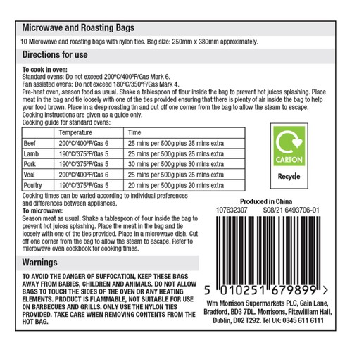 Morrisons Microwave & Roast Bags thumbnail 2