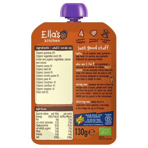 Ella's Kitchen Organic Cottage Pie Baby Food Pouch 7+ Months thumbnail 2