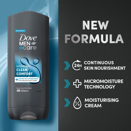 Dove Men + Care Clean Comfort Body Wash Shower Gel 400ml thumbnail 2