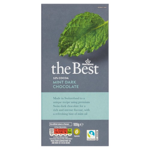 Morrisons The Best 52% Cocoa Dark Chocolate With Mint Oil 100g