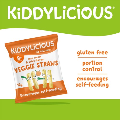 Kiddylicious Sour Cream & Chive Flavoured Veggie Straws Baby Snacks thumbnail 3