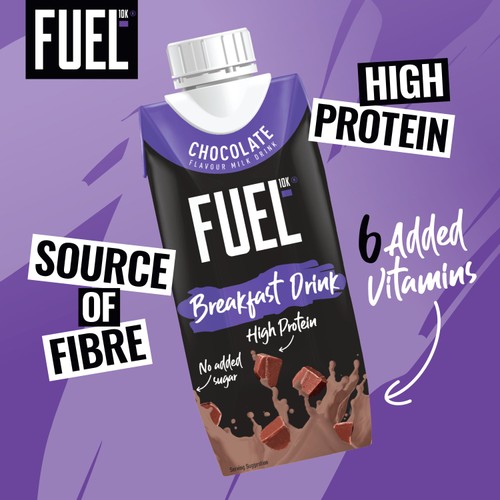 FUEL 10K Chocolate High Protein Milk Breakfast Shake Drink 330ml thumbnail 3