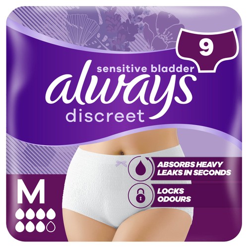 Always Discreet Underwear Incontinence Pants Plus M 9 pack
