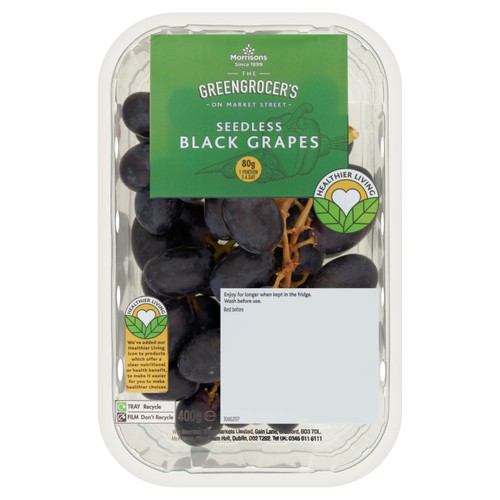 Morrisons Seedless Black Grapes Punnet 400g