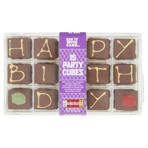 Say It With Cake.. Happy Birthday Celebration Cake Cubes Serves 15