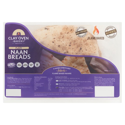 The Clay Oven Bakery Plain Naan Breads   3 pack