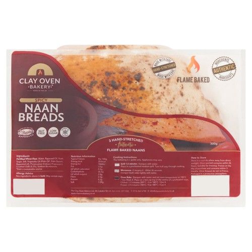 The Clay Oven Bakery Spicy Naan Bread  3 pack
