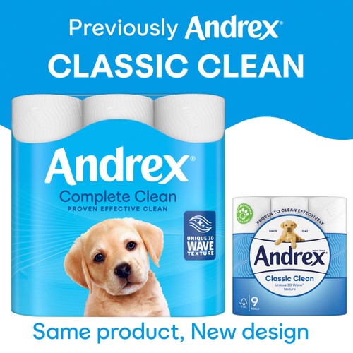 Andrex Complete Clean Toilet Tissue 9 Pack thumbnail 5