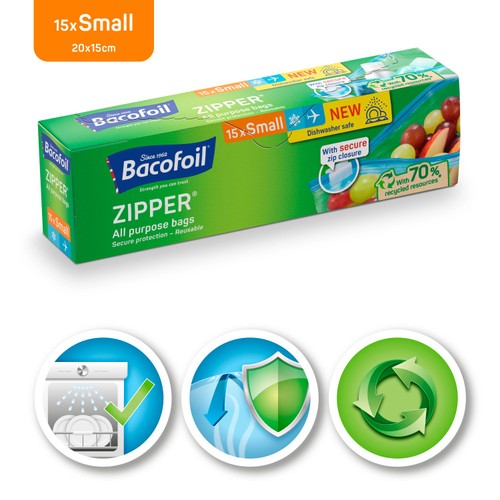 Bacofoil All Purpose Small Zipper Bags 15 Pack thumbnail 2
