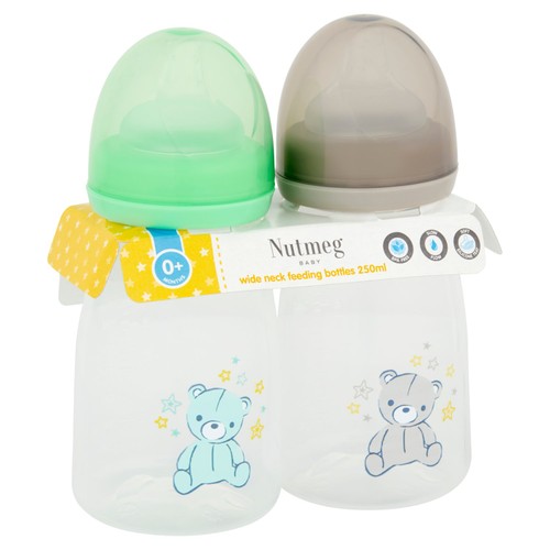 Nutmeg Wide Neck Feeding Bottles 0M+