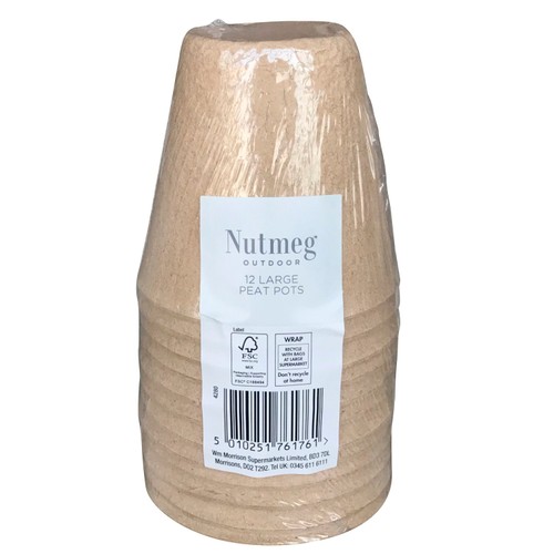 Nutmeg 8cm Large Peat Pots 12 Pack
