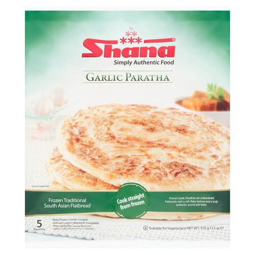 Shana 5 Pack Garlic Paratha 325g