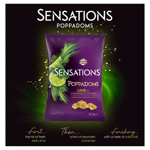 Walkers Sensations Lime & Coriander Chutney Sharing Poppadoms 82.5g thumbnail 3
