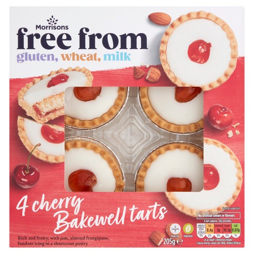 Morrisons 4 Free From Cherry Bakewell Tarts