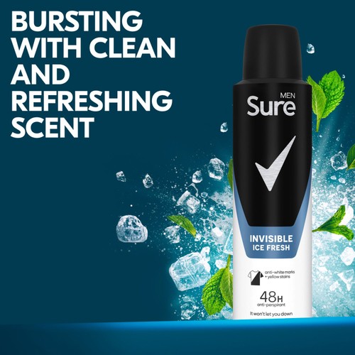 Sure Men Invisible Ice Anti-perspirant Deodorant Aerosol 150ml thumbnail 2