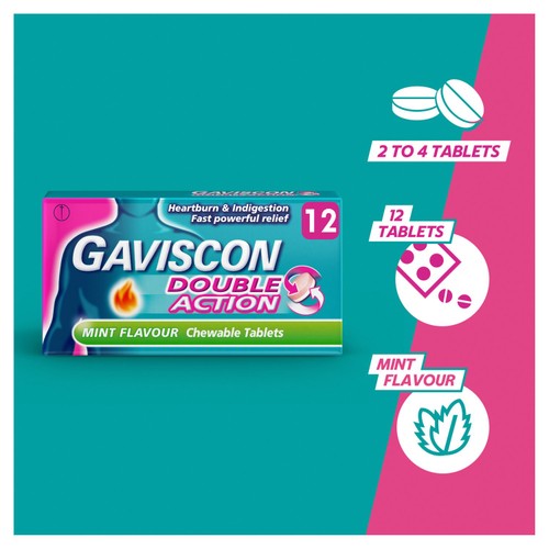 Gaviscon Double Action Heartburn & Indigestion Mint Flavour Tablets thumbnail 5