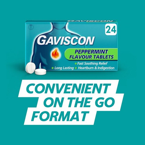 Gaviscon Heartburn & Indigestion Relief Tablets Peppermint Flavour Tablets thumbnail 2