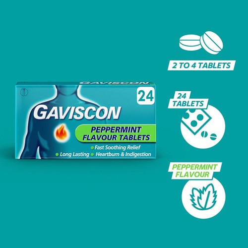 Gaviscon Heartburn & Indigestion Relief Tablets Peppermint Flavour Tablets thumbnail 5