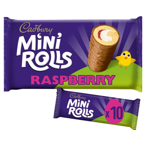 Cadbury Milk Chocolate Raspberry Mini Rolls Cakes 10 Pack