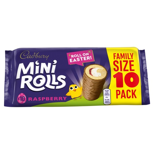 Cadbury Milk Chocolate Raspberry Mini Rolls Cakes 10 Pack thumbnail 2