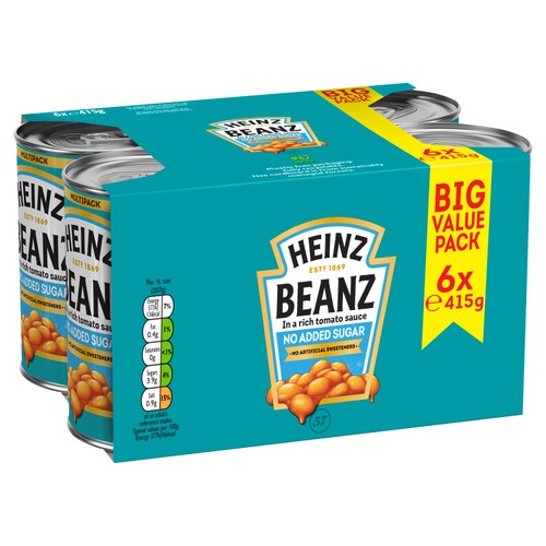 Heinz No Added Sugar Baked Beans in a Rich Tomato Sauce 6 x 415g thumbnail 2