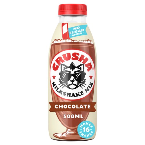 Crusha No Added Sugar Chocolate Flavour Milkshake Mix 500ml