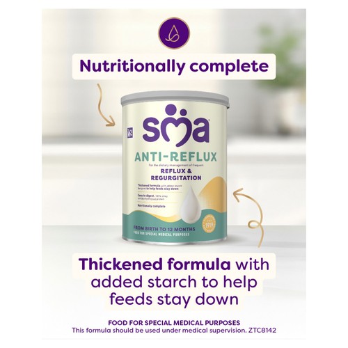 SMA Anti Reflux Baby Milk Powder Formula, From Birth 800g thumbnail 2