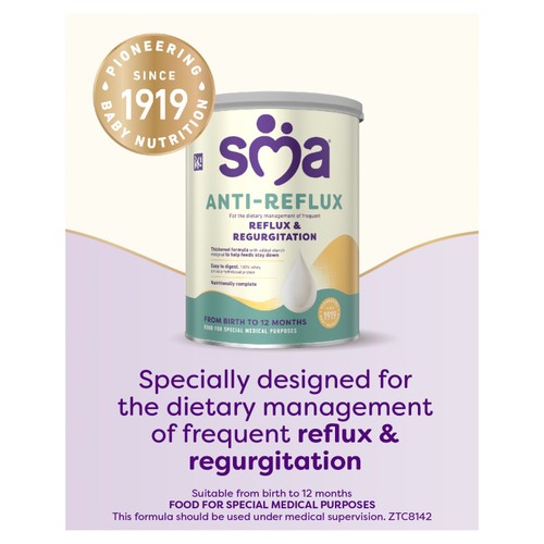 SMA Anti Reflux Baby Milk Powder Formula, From Birth 800g thumbnail 3