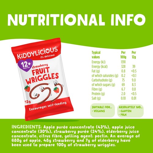 Kiddylicious Strawberry Wriggles Baby Snacks  thumbnail 2