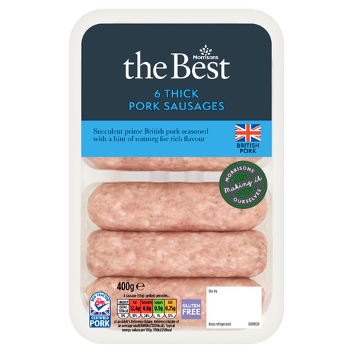 Morrisons The Best 6 Thick Pork Sausages 400g thumbnail 2