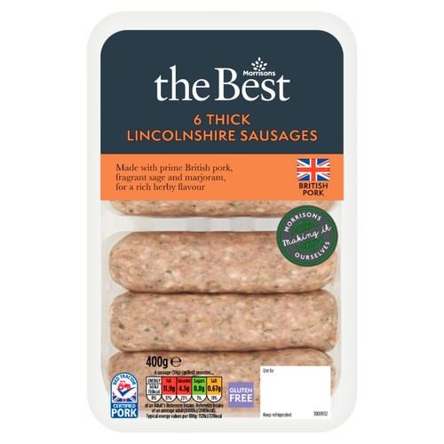 Morrisons The Best 6 Thick Lincolnshire Sausages 400g thumbnail 2