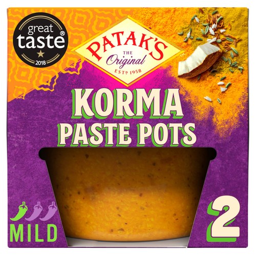 Patak's Korma Indian Mild Spice Paste Pots  2 x 70g