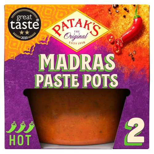 Patak's Madras Indian Hot Spice Paste Pots   2 x 70g