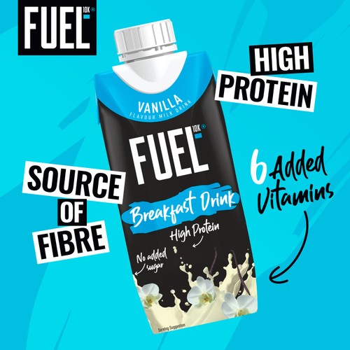 FUEL 10K Vanilla High Protein Milk Breakfast Shake Drink 330ml thumbnail 4