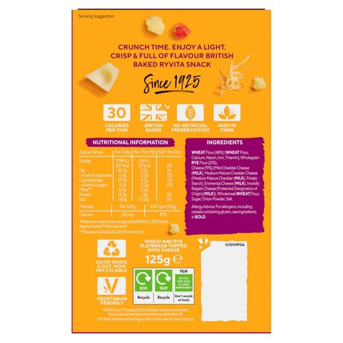 Ryvita Thins Three Cheese Flatbread Crackers thumbnail 2