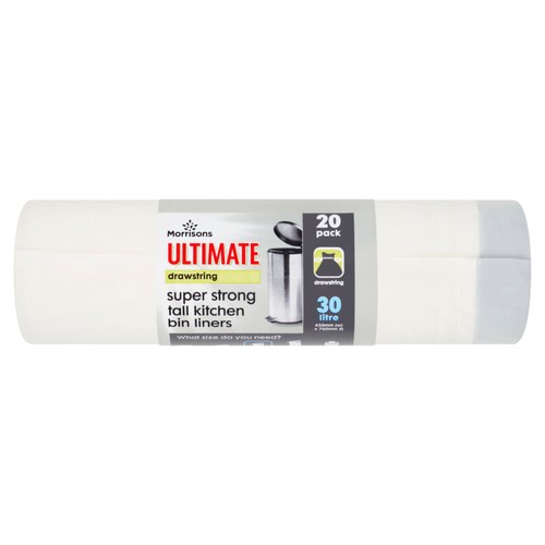 Morrisons 30L Drawstring Tall Kitchen Bin Liners