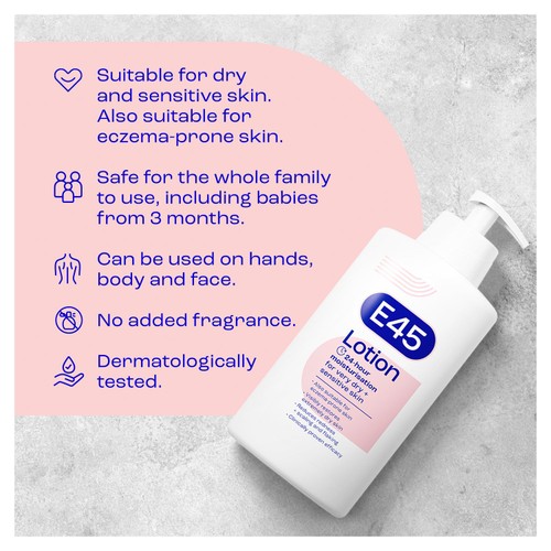 E45 Moisturiser Body Lotion for Dry & Sensitive Skin   500ml thumbnail 2
