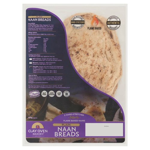 The Clay Oven Bakery Plain Naan Bread   2 pack