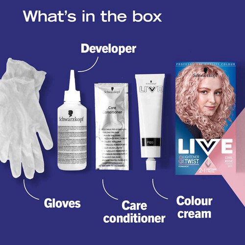Schwarzkopf LIVE Lightener + Twist Permanent Pink Hair Dye 101 Cool Rose thumbnail 5