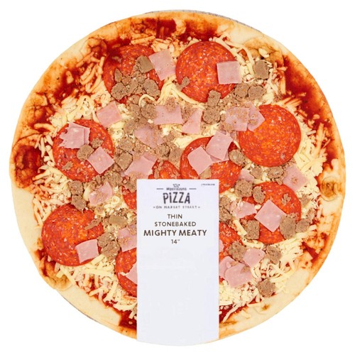Market Street Mighty Meaty Thin Stonebaked 14" Pizza