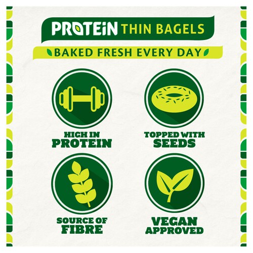 Warburtons Seeded Protein Thin Bagels thumbnail 2