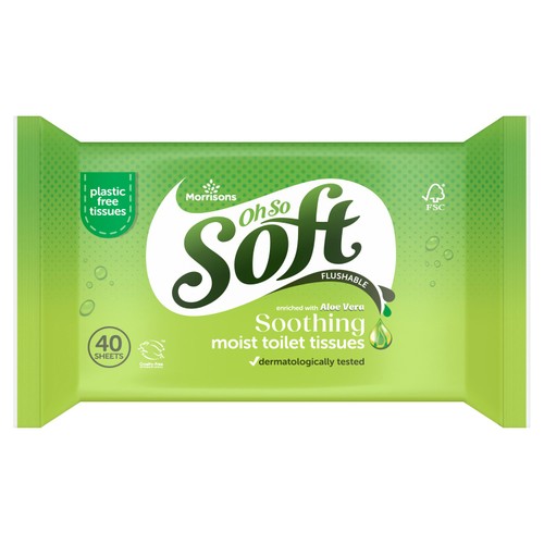 Morrisons Softer Sensitive Moist Aloe Toilet Tissue Wipes 40Pk